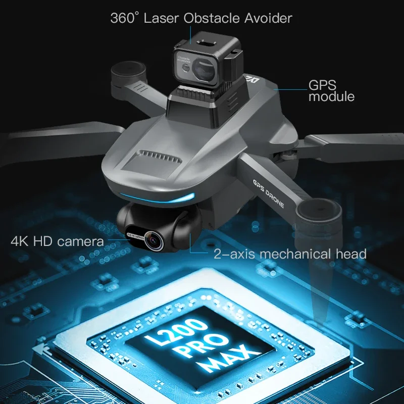 L200 PRO MAX Drone 4K 2-Axis P - Drone Gps Module avaliação e preço