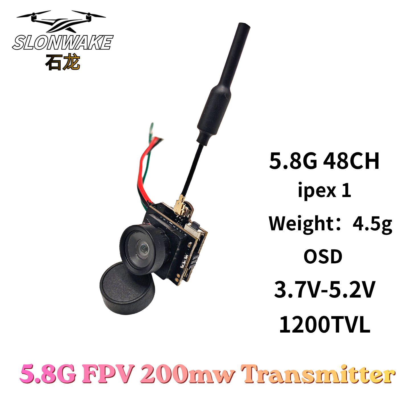 Slonwake 5.8G 48CH 200mW FPV D - Drone Camera avaliação e preço