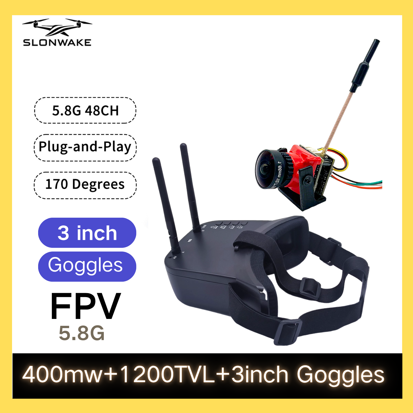 SLONWAKE 5.8G 48CH FPV 400mw V - Drone Frame avaliação e preço