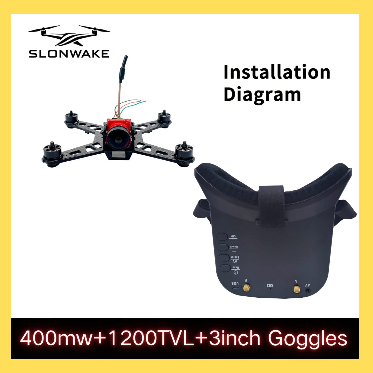 SLONWAKE 5.8G 48CH FPV 400mw V - Drone Frame avaliação e preço