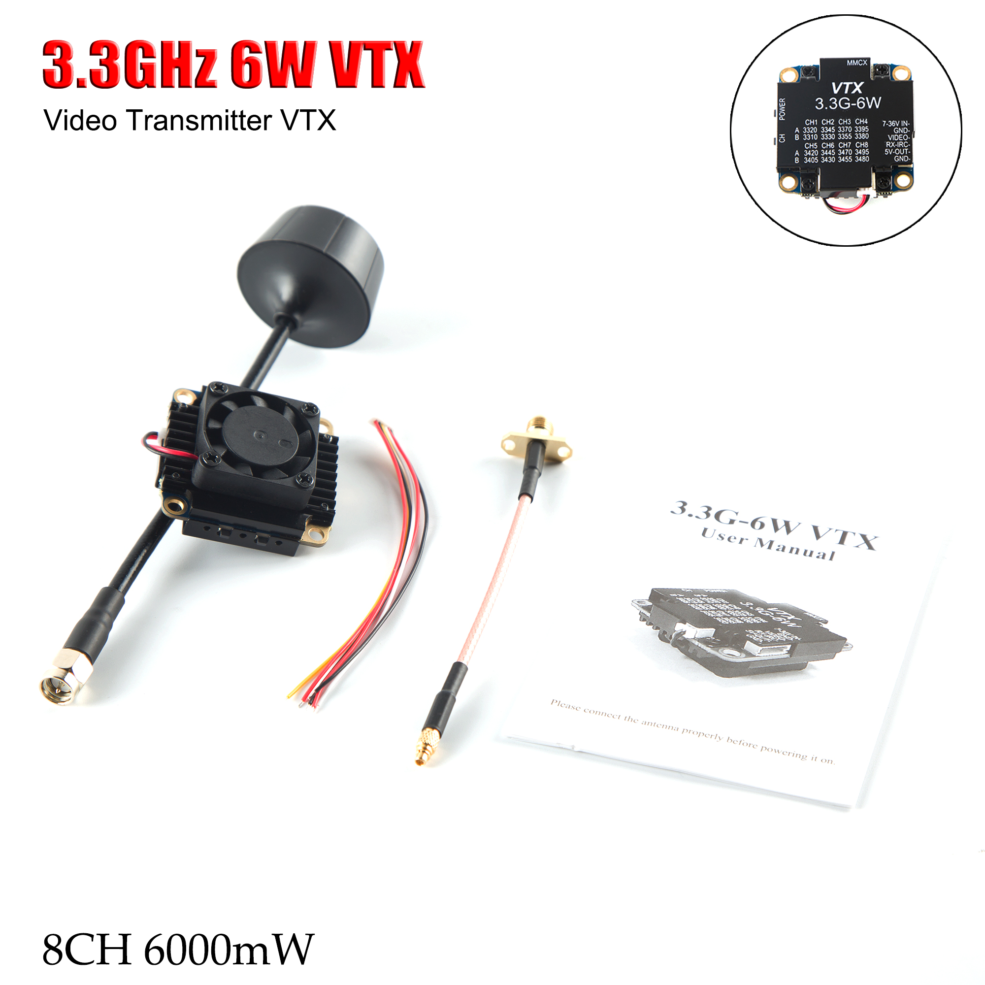 FPV Video Transmitter 3.3G 6W  - Drone Transmitter avaliação e preço