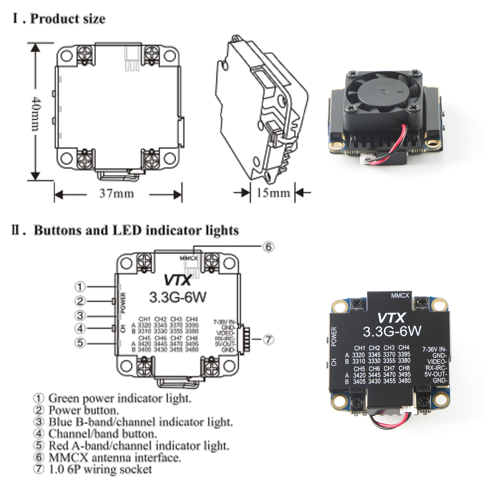 FPV Video Transmitter 3.3G 6W  - Drone Transmitter avaliação e preço