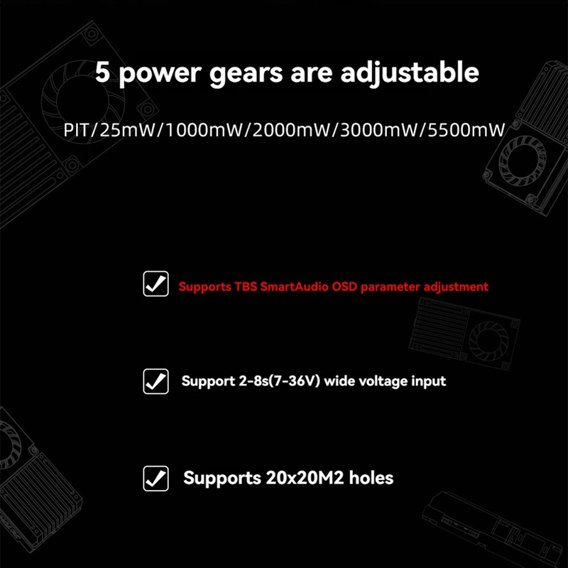 5.8G 5.5W VTX 64CH High Power  - Drone Transmitter avaliação e preço
